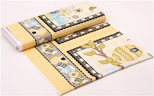 Paneel Honig Biene B�r Tier Stoff Honey Bee Mine 3