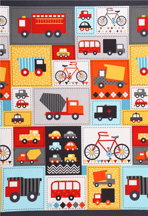 patchwork car vehicle Cheater fabric grey Robert Kaufman Ready Set Go 2 2