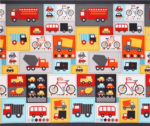 patchwork car vehicle Cheater fabric grey Robert Kaufman Ready Set Go 2 3