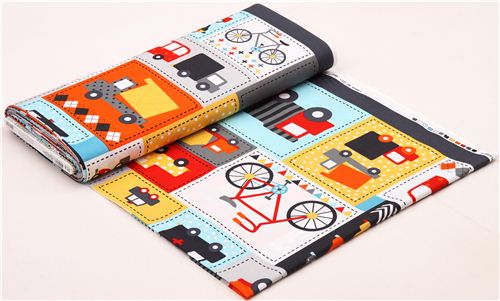 patchwork car vehicle Cheater fabric grey Robert Kaufman Ready Set Go 2 4