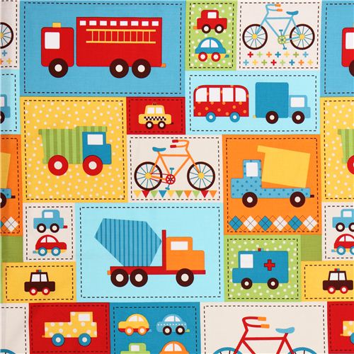 Patchwork Stoff Set Patchwork Auto Fahrzeug Stoff Türkis Robert