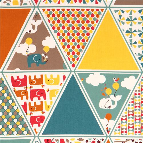 patchwork elephant birch organic fabric Frolic Triangles 1