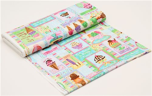 patchwork fabric with ice cream in pastel Timeless Treasures 3