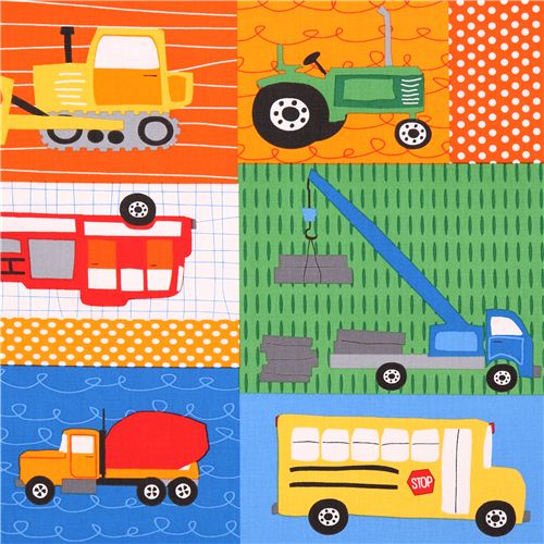 patchwork vehicle tractor fabric Robert Kaufman USA Fabric by Robert