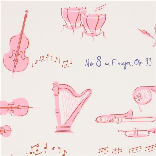 peach Art Gallery Fabrics design with musical instruments Fabric