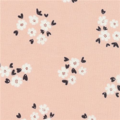 peach Cloud 9 organic fabric with small flowers Fabric