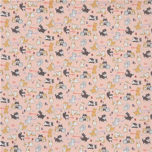 peach Japanese shiba inu dog fabric by Kokka modeS4u