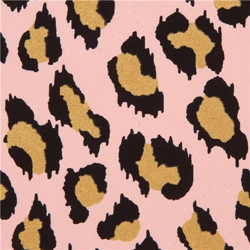 peach Oxford embellished leopard print fabric Fabric by Japanese Indie ...
