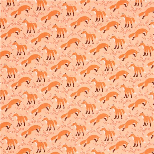 peach animal fabric with fox de Michael Miller 2