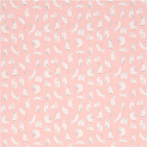 peach cute light cream cat fabric by Dear Stella USA 2
