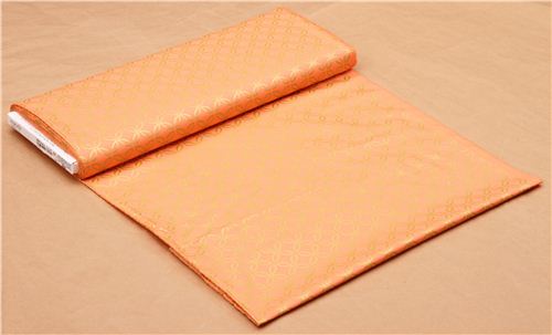 peach fabric with shiny gold color flower design by Michael Miller USA 4
