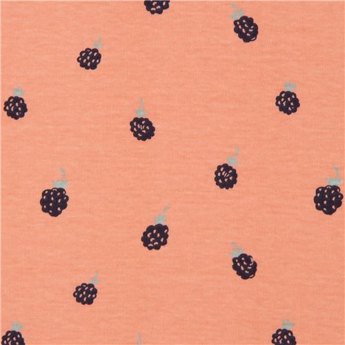 peach navy blue blackberry fruit birch knit organic fabric USA Fabric