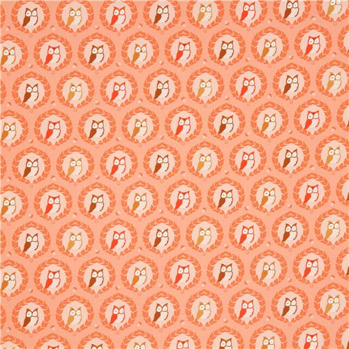 peach owl fabric Sweet Owlies by Michael Miller 2