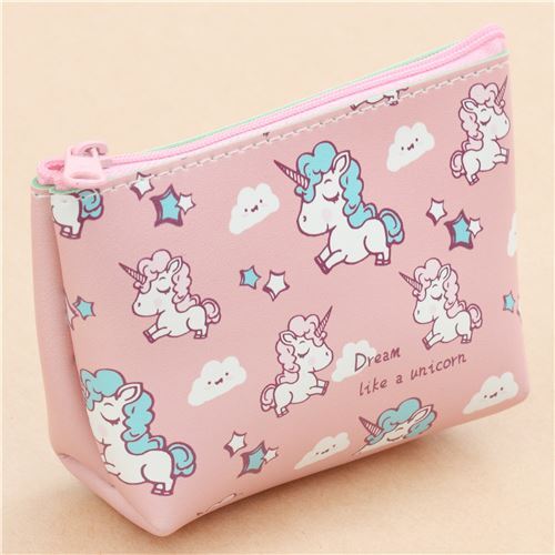 Peach Pink Pouch With Unicorns