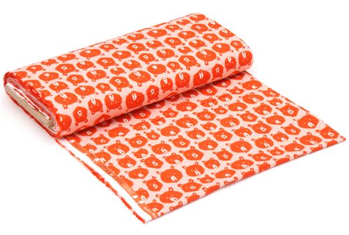 Remnant (29 x 112 cm) - peach with orange bear Brushed Twill fabric by Cotton and Steel 3