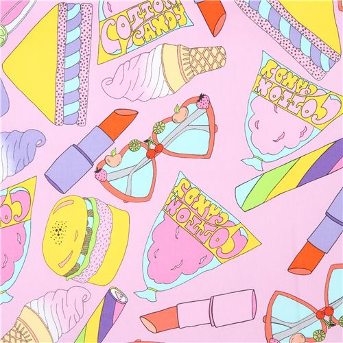 pink Alexander Henry fabric colorful lipstick burger ice cream Boardwalk Bliss Fabric