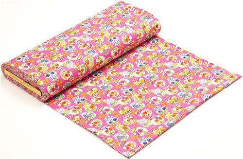 pink Alexander Henry fabric decorated skulls 3
