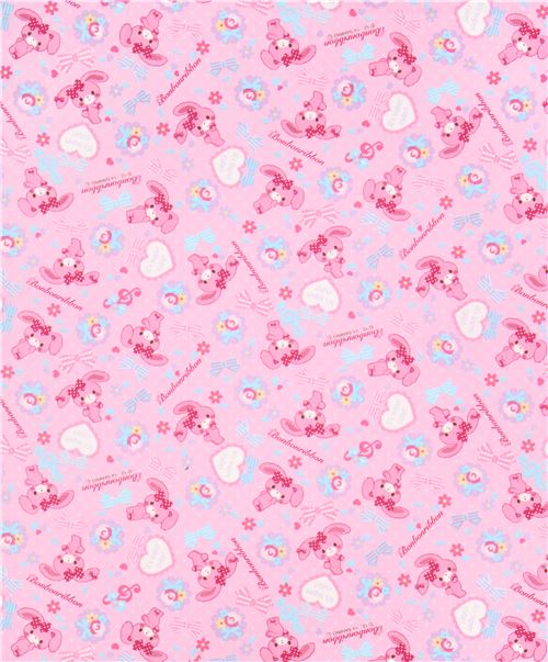 pink Bonbonribbon bunny dots bows Sanrio oxford fabric from Japan 2