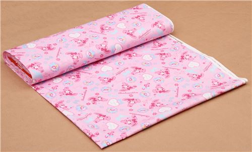 pink Bonbonribbon bunny dots bows Sanrio oxford fabric from Japan 3