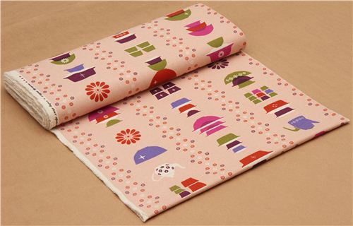 pink Canvas Topf Geschirr Stoff von Kokka aus Japan 3
