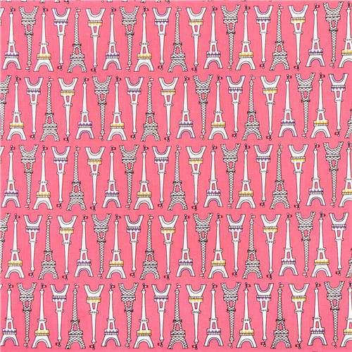 pink Eiffel Tower fabric Robert Kaufman 'Oui Oui Paris' Fabric by Robert Kaufman modes4u