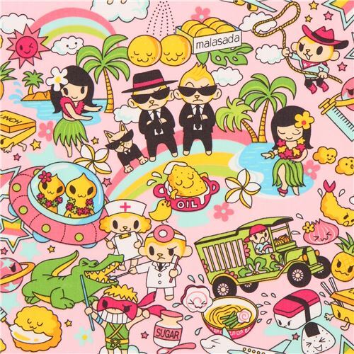tessuto rosa Hawaii hula alieni anime Manga Tessuto