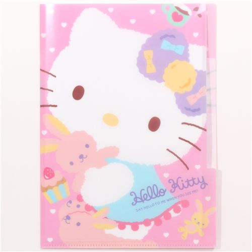 pink Hello Kitty cat A5 mini plastic file folder 3-pocket - Folder ...