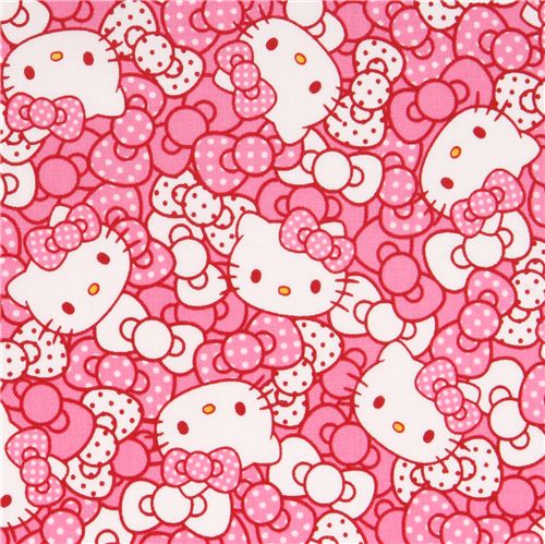 pink Hello Kitty cute face and bow fabric by Kokka - modeS4u