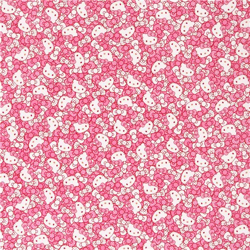 pink Hello Kitty cute face and bow fabric by Kokka Fabric by