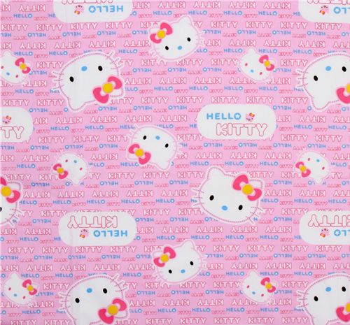 pink Hello Kitty fabric with big Hello Kitty heads 2