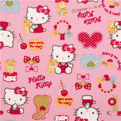 pink Hello Kitty oxford fabric elephant butterfly by Sanrio from Japan ...