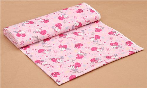 pink Hello Kitty oxford fabric heart confetti by Sanrio from Japan Fabric  by Sanrio - modeS4u