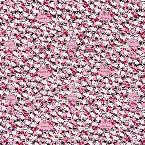 Pink Hello Kitty Oxford Fabric Many Cats Bows By Sanrio From Japan Fabric By Sanrio Modes4u