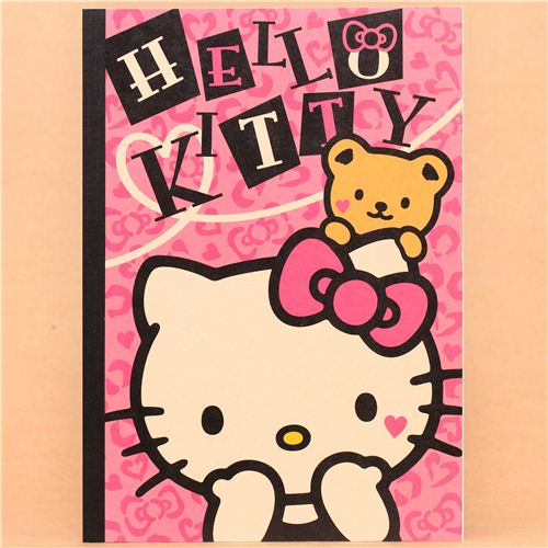 pink Hello Kitty teddy bear notebook exercise book Japan - Memo Pads ...