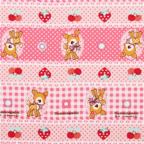 pink Hummingmint animal Sanrio oxford fabric 1