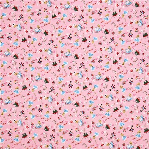 pink Kokka Alice in Wonderland fairy tale fabric from Japan 2