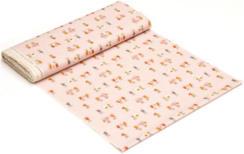 pink Kokka fabric with mouse family by Heather Ross 3
