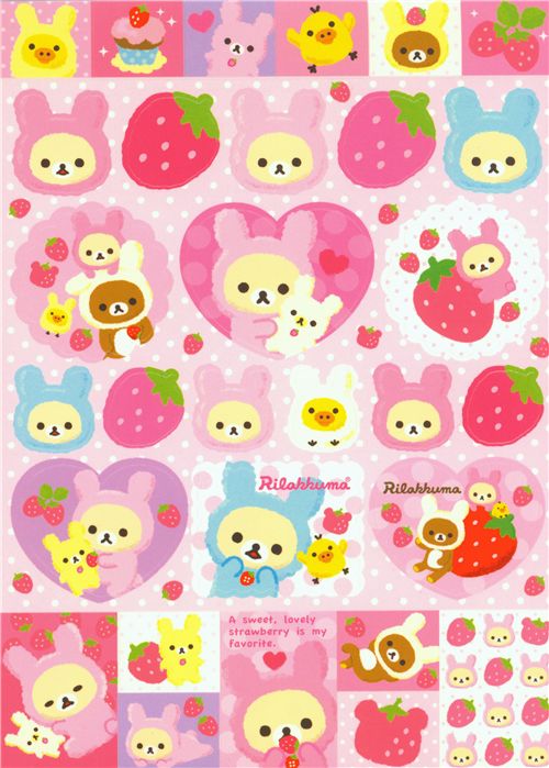 pink Korilakkuma Bear Memo Pad white bear strawberry - modeS4u