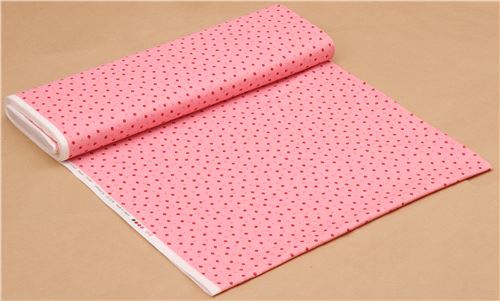 pink Lecien fabric cute small strawberry cherry tiny white dot 3