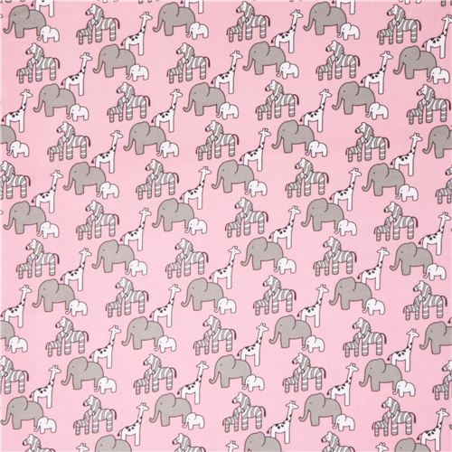 pink Little Safari animal flannel fabric Robert Kaufman - modeS4u