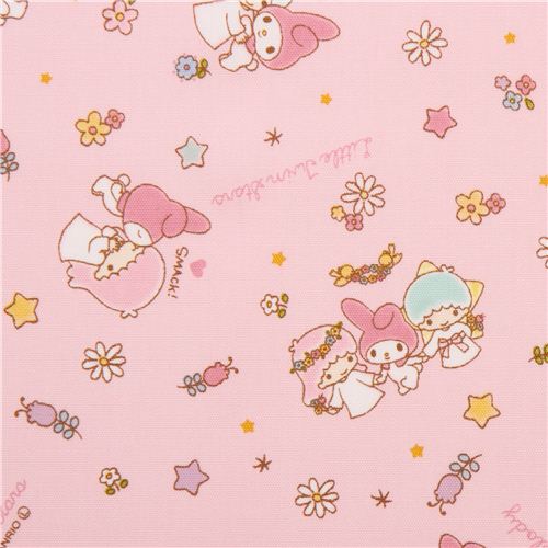 rosa Little Twin Stars My Melody Stern Sanrio Oxford Stoff  2