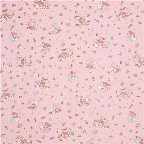 rosa Little Twin Stars My Melody Stern Sanrio Oxford Stoff  3
