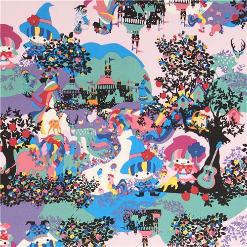 Pink Little Twin Stars Wizzard Of Oz Fairy Tale Sanrio Oxford Fabric From Japan Kawaii Fabric Shop