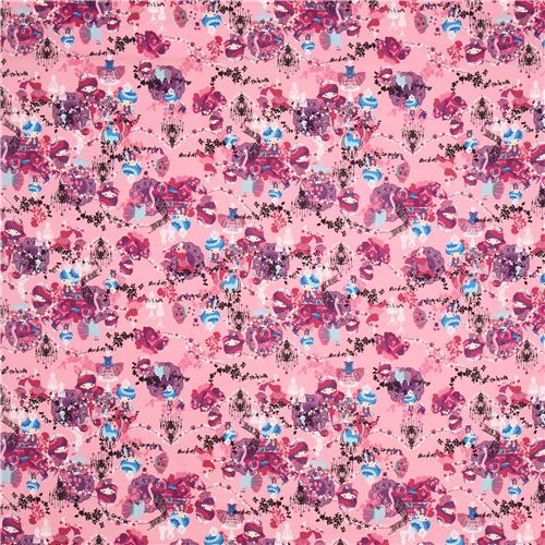 pink Little Twin Stars royalty Sanrio laminate fabric from Japan 2