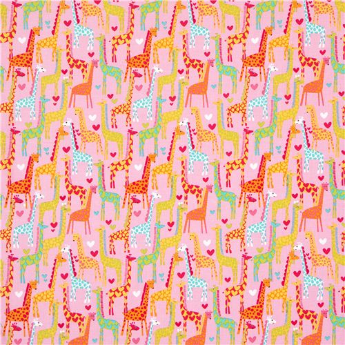 pinker Michael Miller Stoff Giraffe Love Herz 2