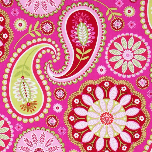 pink Michael Miller fabric Gypsy Paisley big flowers Fabric by Michael ...