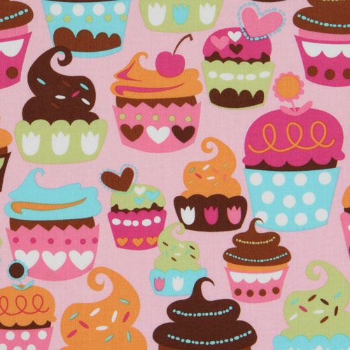 pink Michael Miller fabric Sweet Treats cupcakes 1