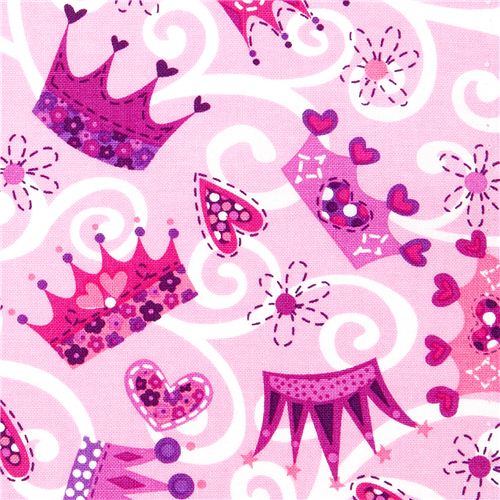 pink Michael Miller fabric crown jewel heart Fabric by Michael Miller ...