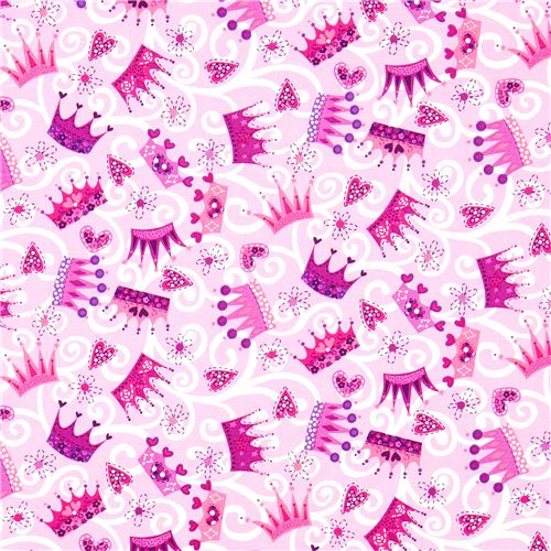 pink Michael Miller fabric crown jewel heart 2
