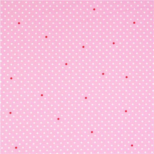 pink Michael Miller fabric small white polka dots 2